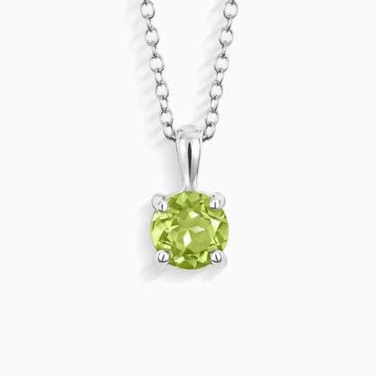 Peridot Solitaire Pendant Necklace in Sterling Silver - SJR London Timepiece