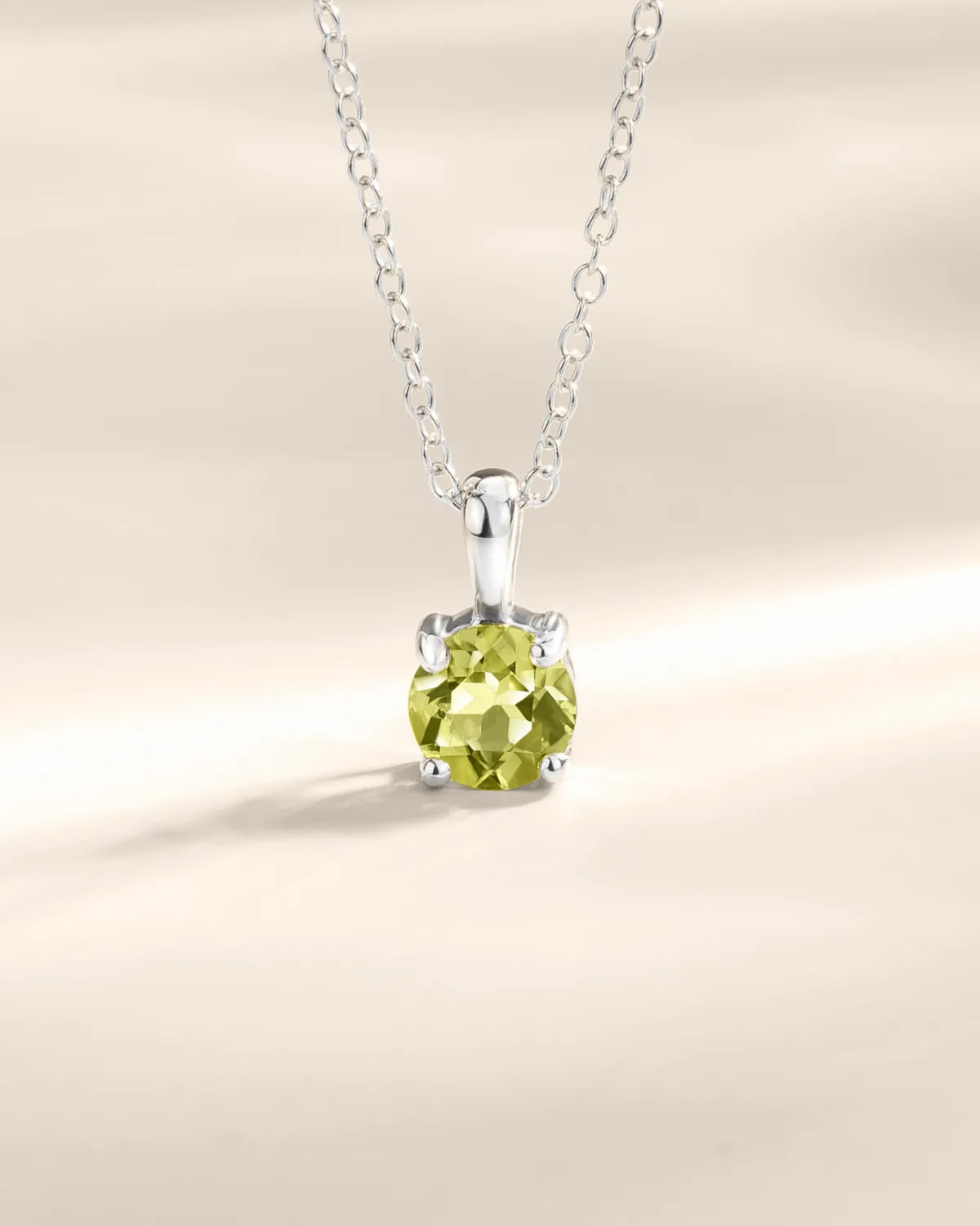 Peridot Solitaire Pendant Necklace in Sterling Silver - SJR London Timepiece