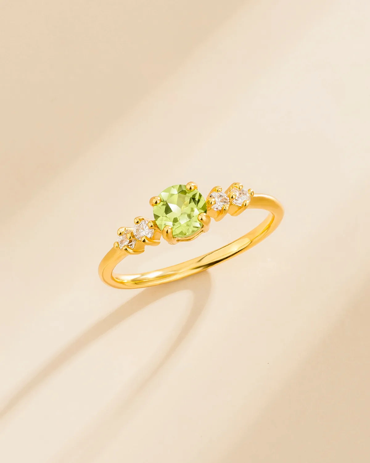 Peridot Five Stone Ring in 18k Gold Vermeil - SJR London Timepiece