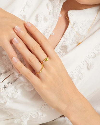 Peridot Five Stone Ring in 18k Gold Vermeil - SJR London Timepiece