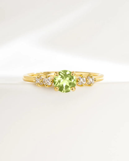 Peridot Five Stone Ring in 18k Gold Vermeil - SJR London Timepiece