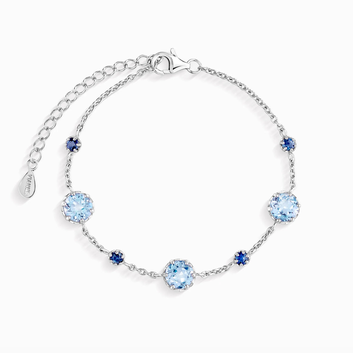 Blue Sapphire & Blue Topaz Bracelet in Sterling Silver - SJR London Timepiece