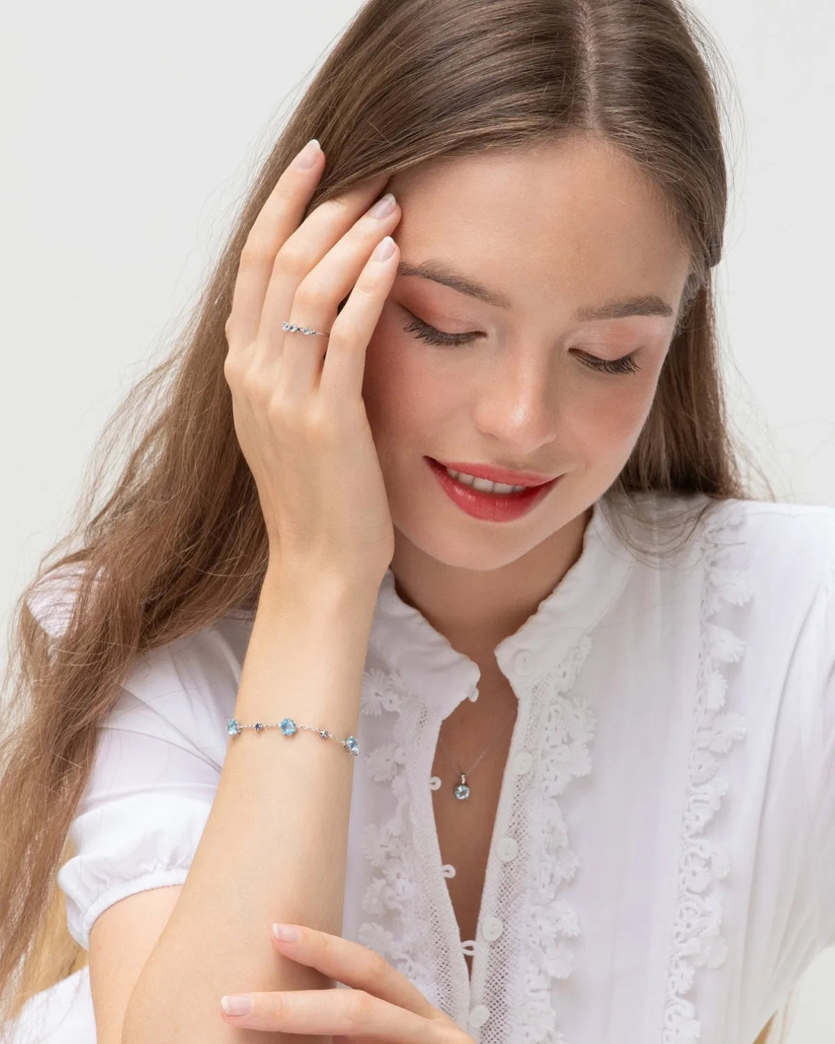 Blue Sapphire & Blue Topaz Bracelet in Sterling Silver - SJR London Timepiece