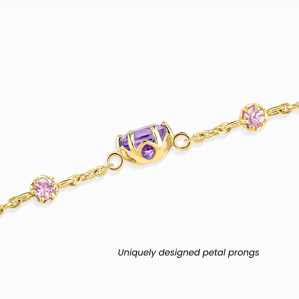 Pink Sapphire & Amethyst Bracelet in 18k Gold Vermeil - SJR London Timepiece
