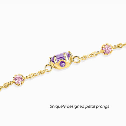 Pink Sapphire & Amethyst Bracelet in 18k Gold Vermeil - SJR London Timepiece