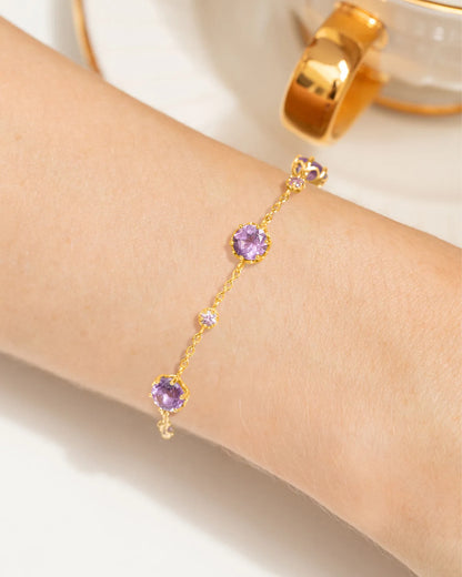 Pink Sapphire & Amethyst Bracelet in 18k Gold Vermeil - SJR London Timepiece