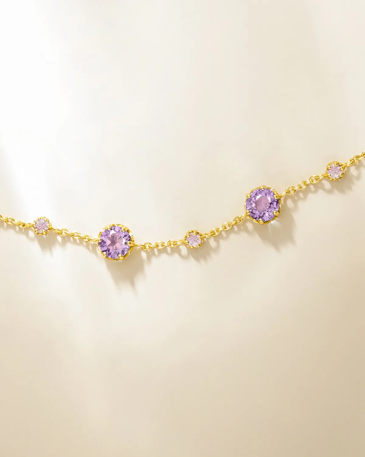 Pink Sapphire & Amethyst Bracelet in 18k Gold Vermeil - SJR London Timepiece