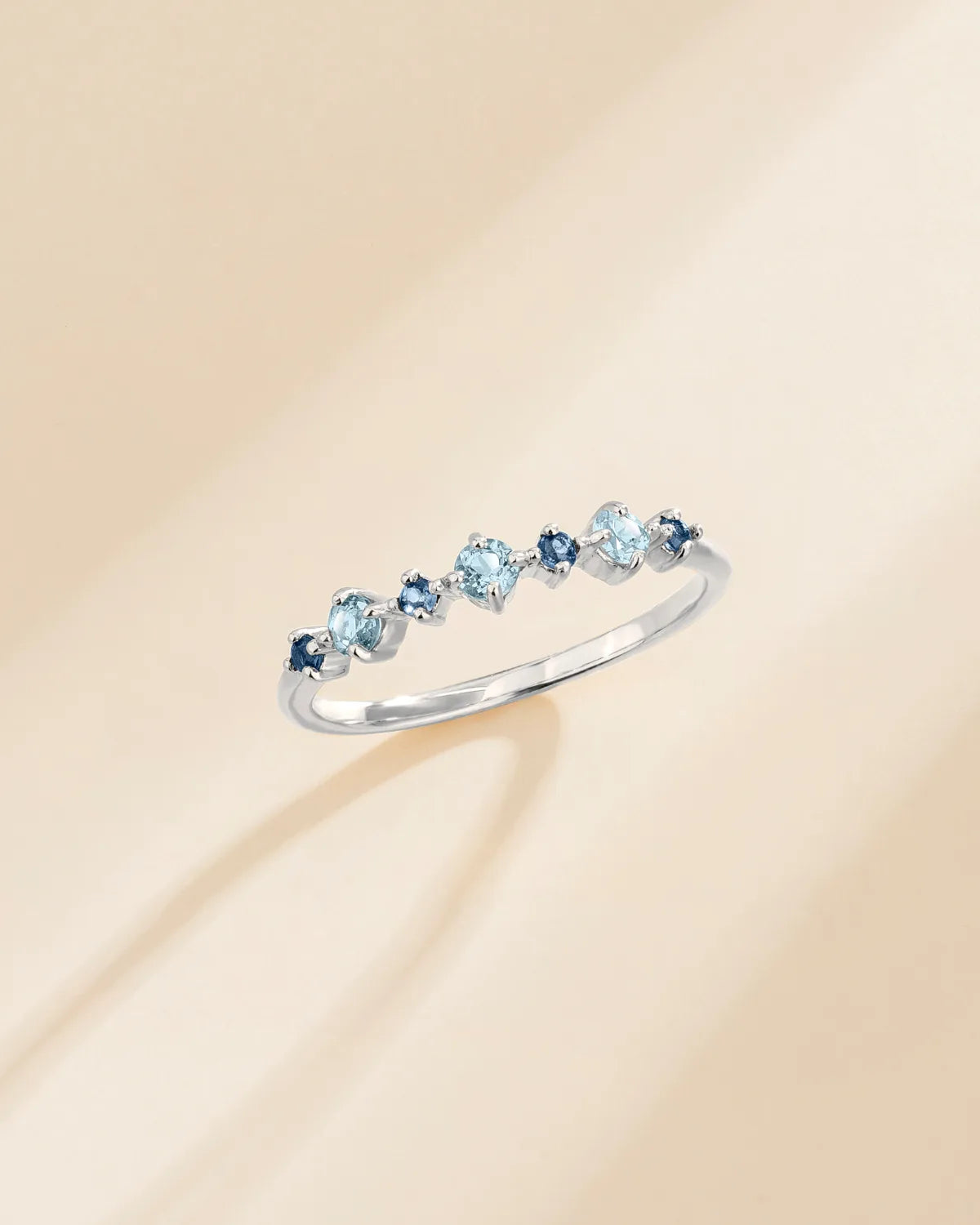 Blue Sapphire & Blue Topaz Stackable Half Eternity Band in Sterling Silver - SJR London Timepiece