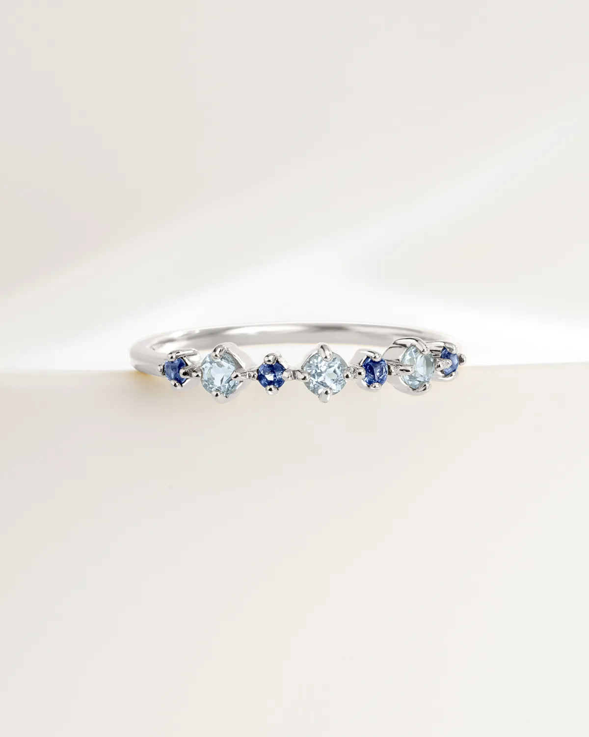 Blue Sapphire & Blue Topaz Stackable Half Eternity Band in Sterling Silver - SJR London Timepiece