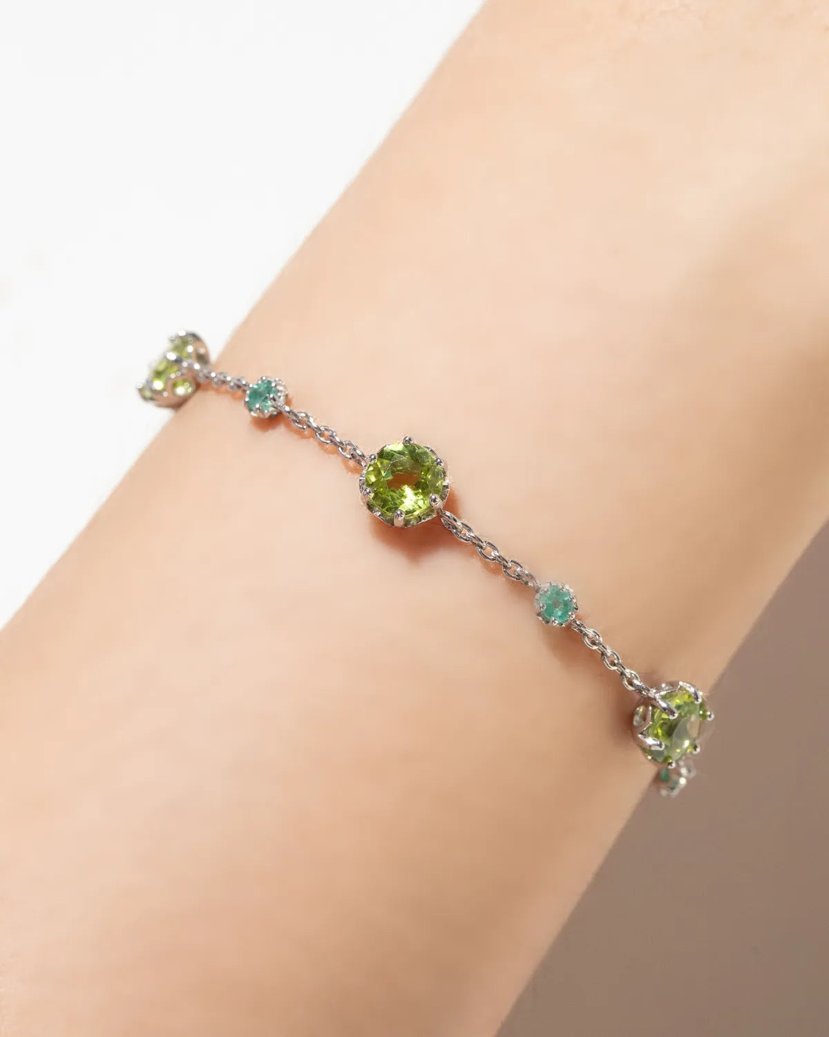 Emerald & Peridot Bracelet in Sterling Silver - SJR London Timepiece