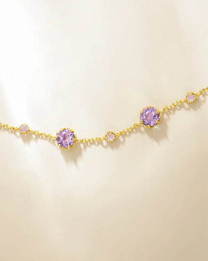 Pink Sapphire & Amethyst Jewellery Set in 18k Gold Vermeil - SJR London Timepiece