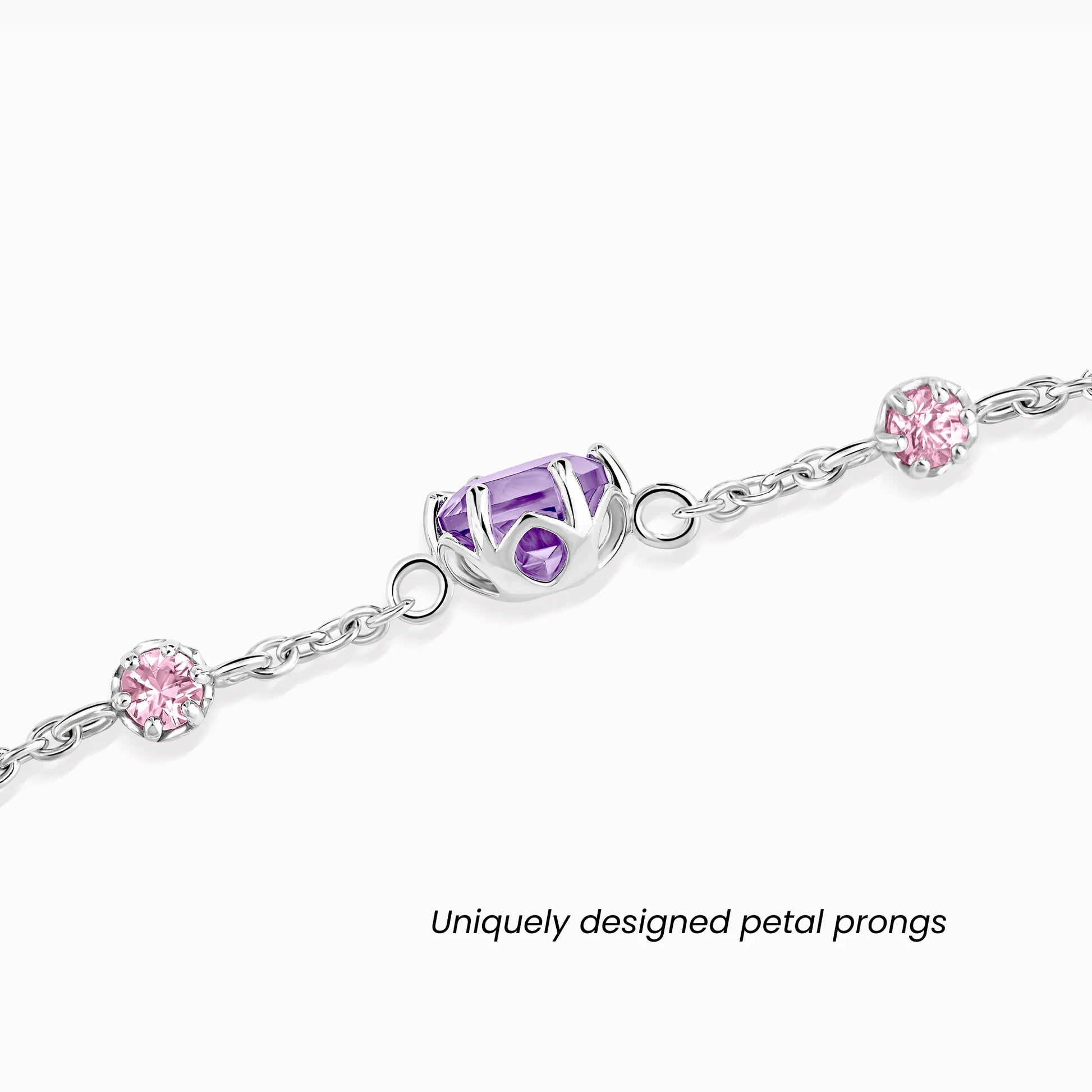 Pink Sapphire & Amethyst Bracelet in Sterling Silver - SJR London Timepiece