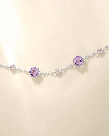 Pink Sapphire & Amethyst Bracelet in Sterling Silver - SJR London Timepiece