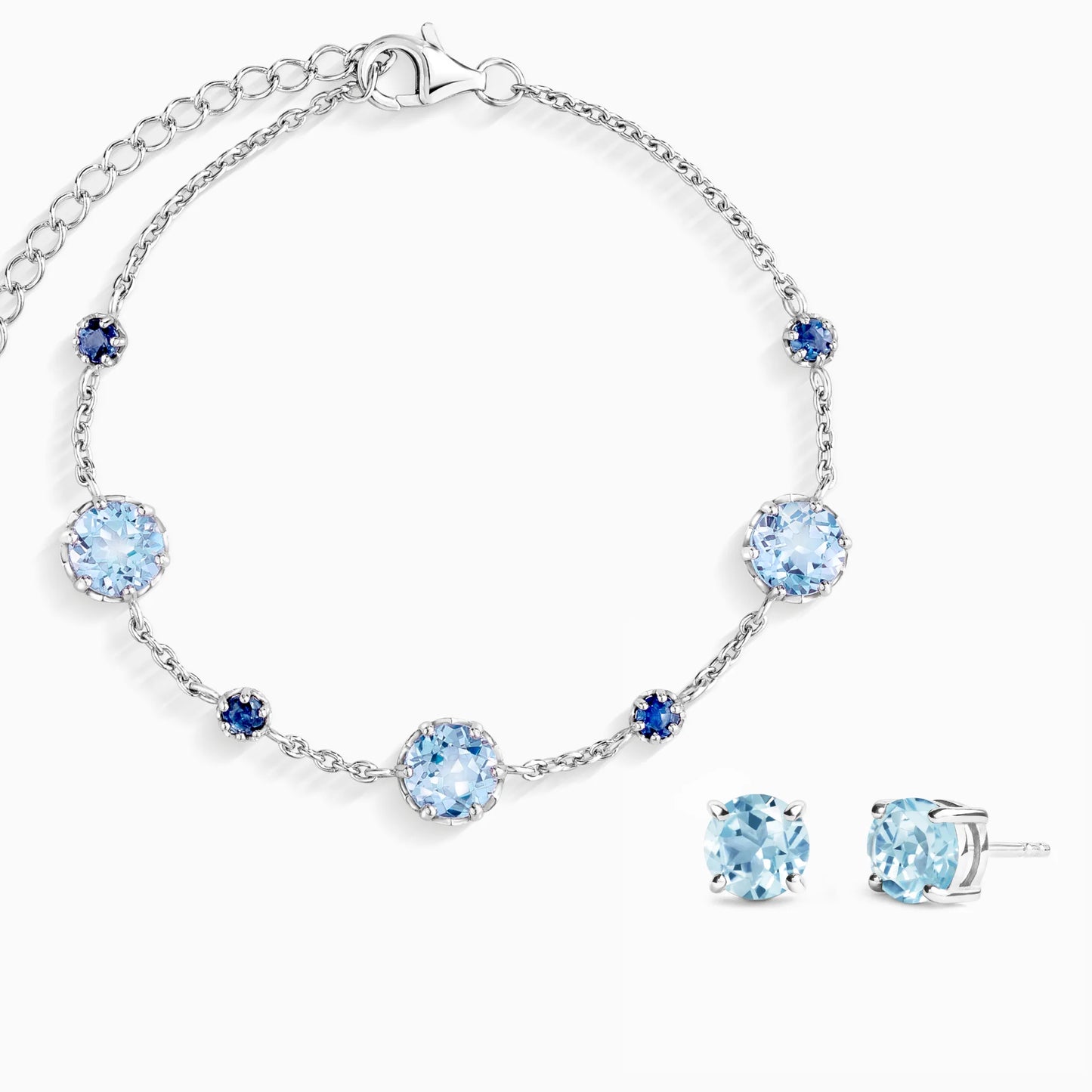 Blue Sapphire & Blue Topaz Jewellery Set in Sterling Silver - SJR London Timepiece