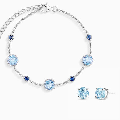 Blue Sapphire & Blue Topaz Jewellery Set in Sterling Silver - SJR London Timepiece