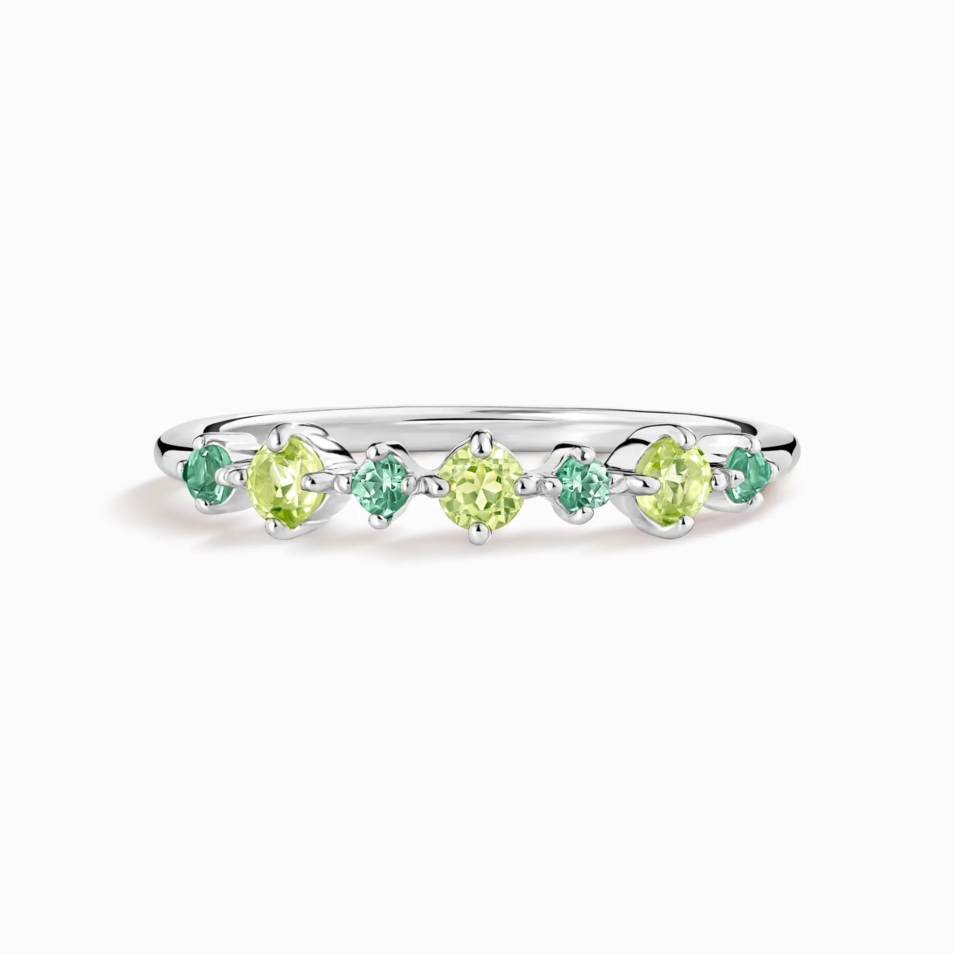 Emerald & Peridot Stackable Half Eternity Band in Sterling Silver - SJR London Timepiece