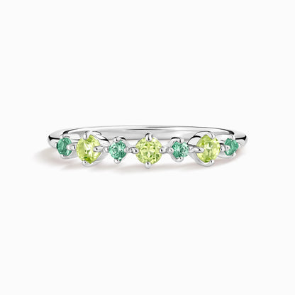 Emerald & Peridot Stackable Half Eternity Band in Sterling Silver - SJR London Timepiece