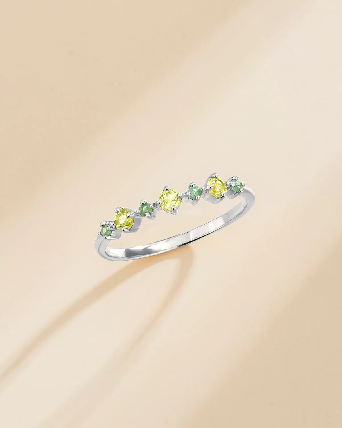 Emerald & Peridot Stackable Half Eternity Band in Sterling Silver - SJR London Timepiece