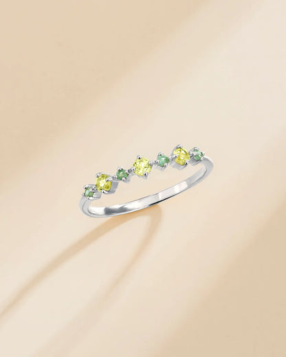 Emerald & Peridot Stackable Half Eternity Band in Sterling Silver - SJR London Timepiece