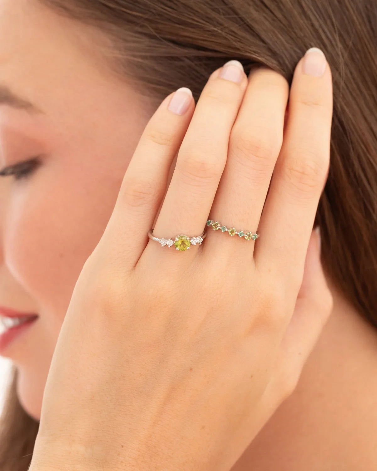 Emerald & Peridot Stackable Half Eternity Band in Sterling Silver - SJR London Timepiece