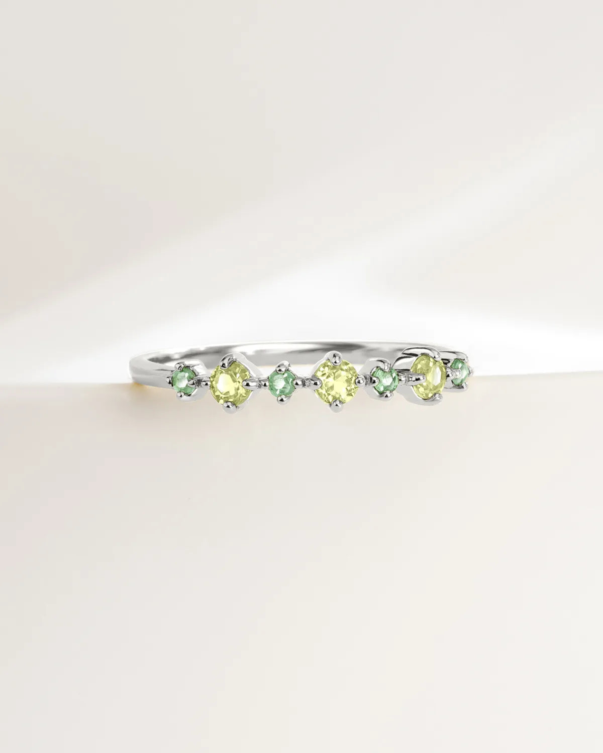Emerald & Peridot Stackable Half Eternity Band in Sterling Silver - SJR London Timepiece