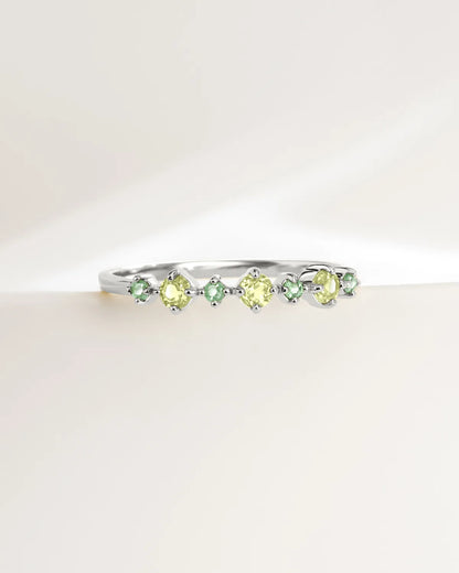 Emerald & Peridot Stackable Half Eternity Band in Sterling Silver - SJR London Timepiece