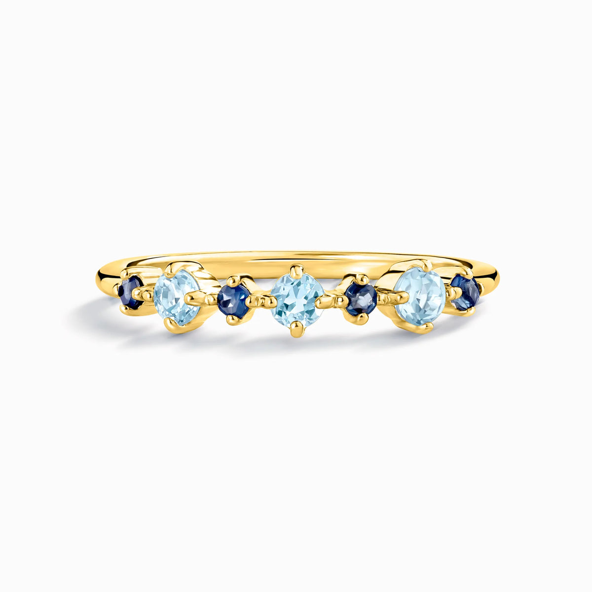 Blue Sapphire & Blue Topaz Stackable Half Eternity Band in 18K Gold Vermeil - SJR London Timepiece