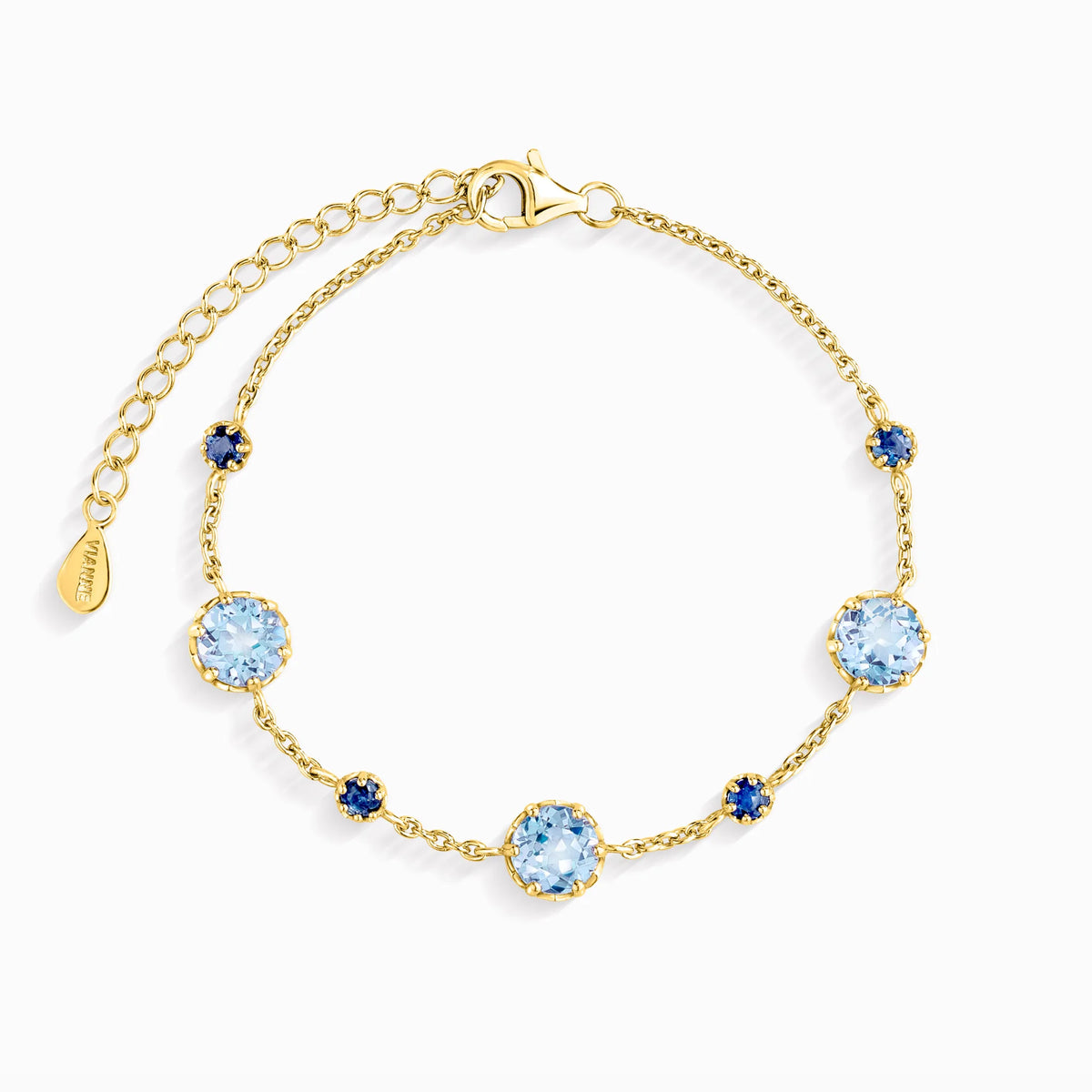 Blue Sapphire & Blue Topaz Bracelet in 18k Gold Vermeil - SJR London Timepiece