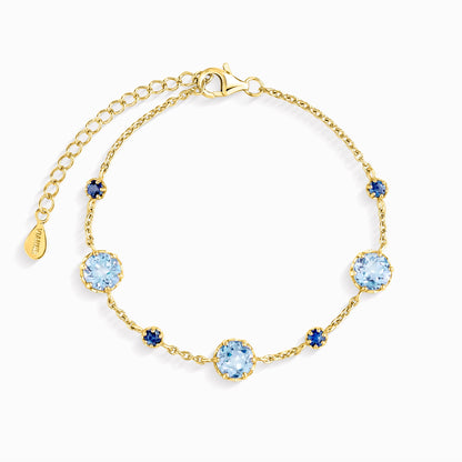 Blue Sapphire & Blue Topaz Bracelet in 18k Gold Vermeil - SJR London Timepiece