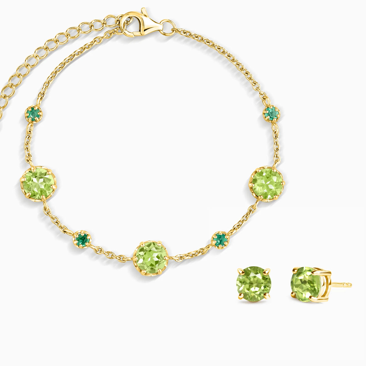 Emerald & Peridot Jewellery Set in 18k Gold Vermeil - SJR London Timepiece