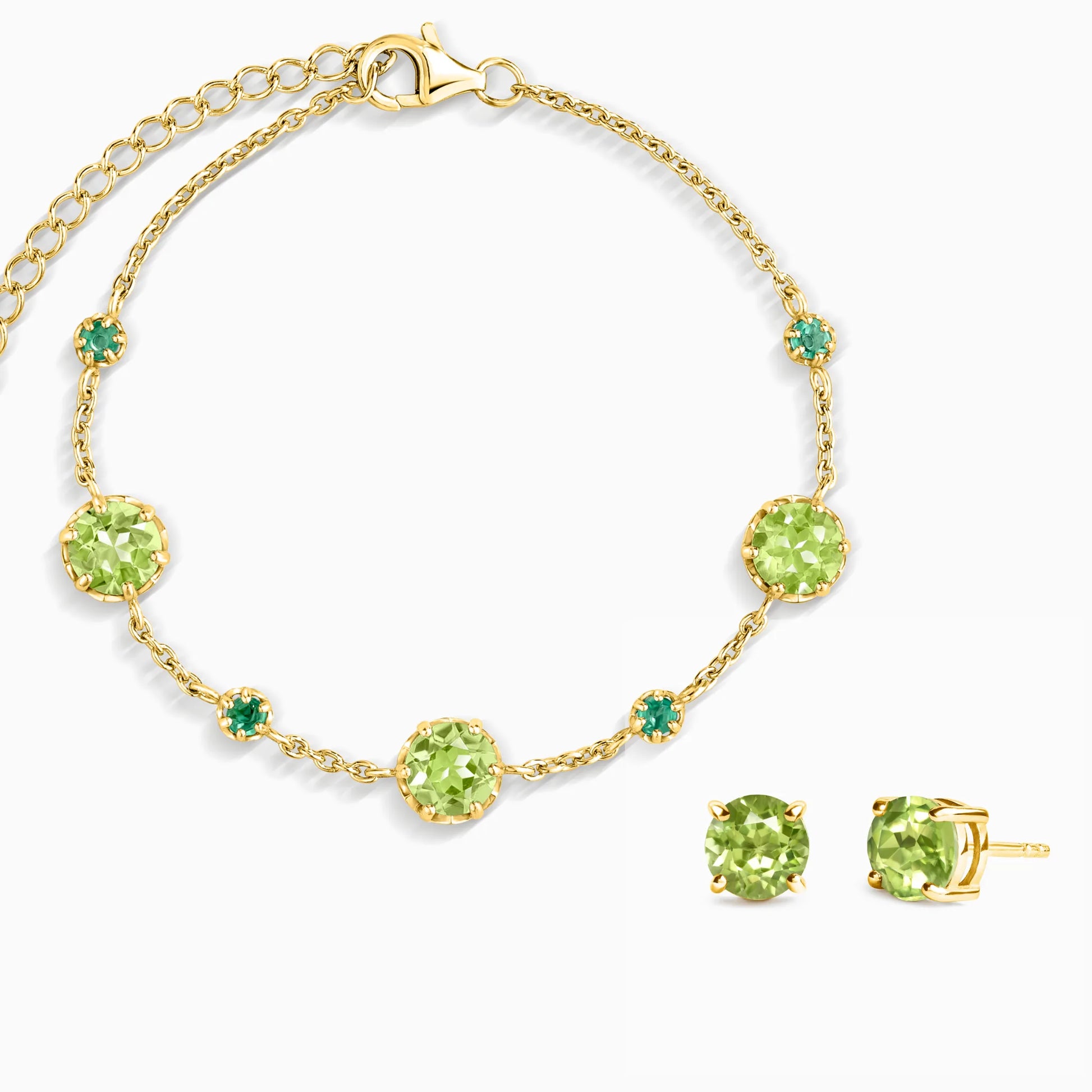 Emerald & Peridot Jewellery Set in 18k Gold Vermeil - SJR London Timepiece