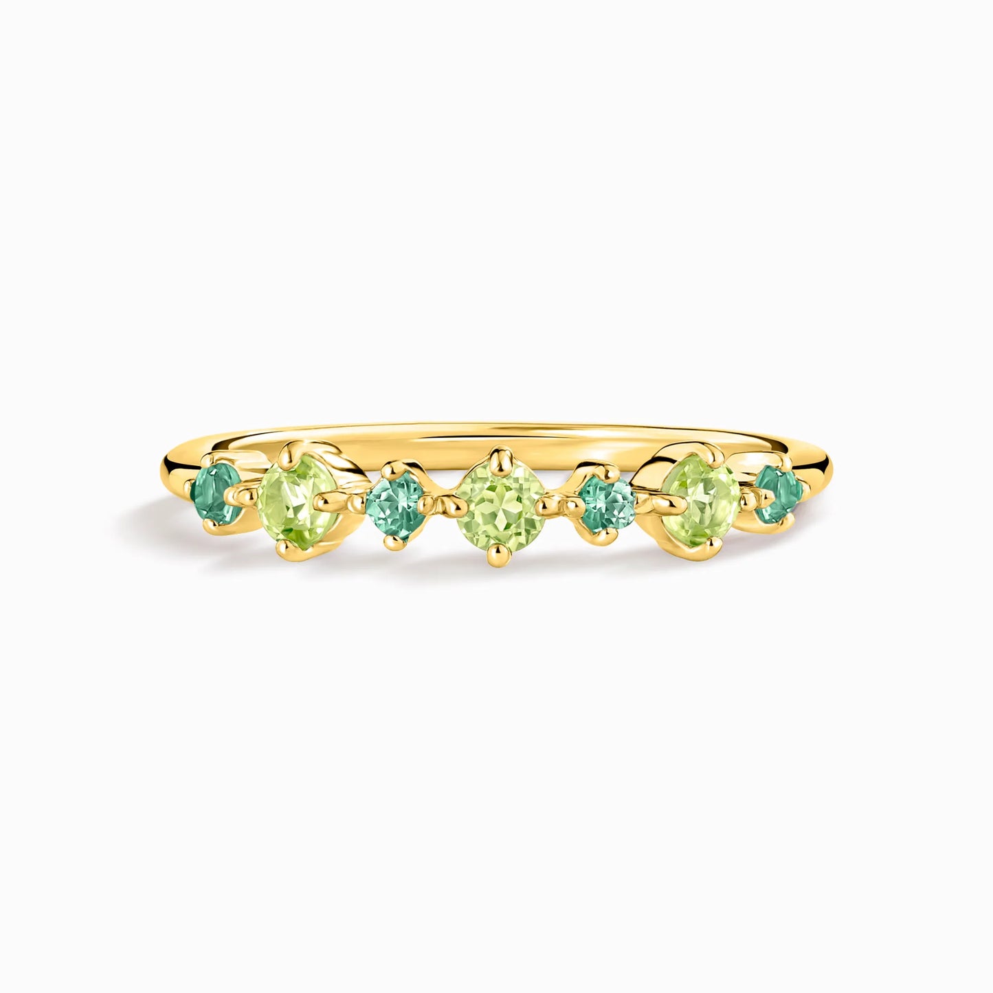 Emerald & Peridot Stackable Half Eternity Band in 18K Gold Vermeil - SJR London Timepiece
