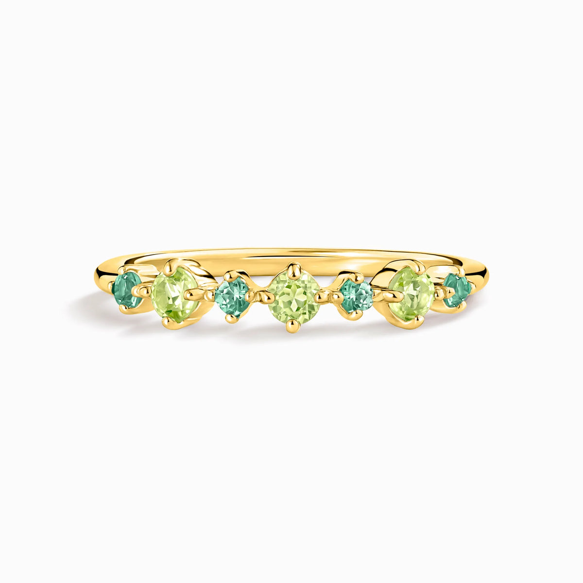 Emerald & Peridot Stackable Half Eternity Band in 18K Gold Vermeil - SJR London Timepiece