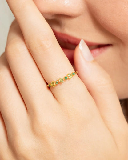 Emerald & Peridot Stackable Half Eternity Band in 18K Gold Vermeil - SJR London Timepiece