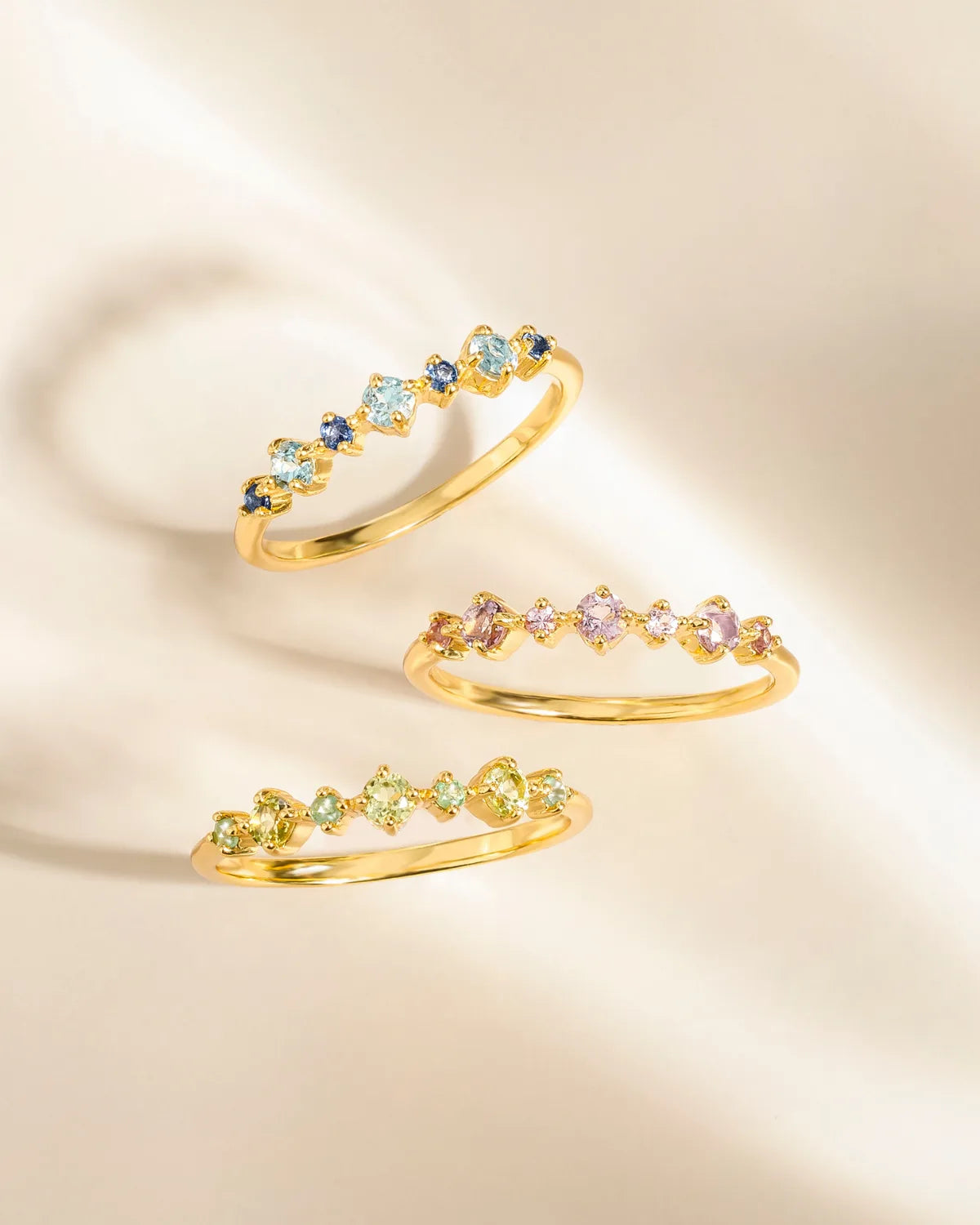 Emerald & Peridot Stackable Half Eternity Band in 18K Gold Vermeil - SJR London Timepiece