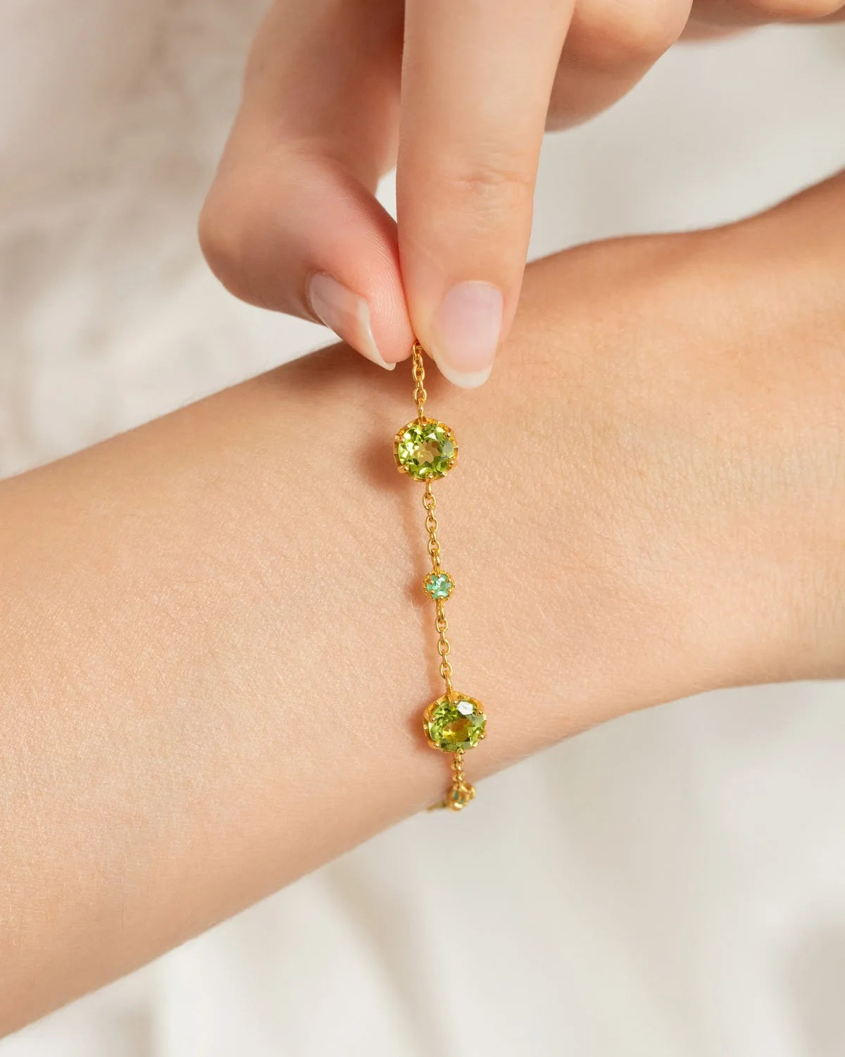 Emerald & Peridot Bracelet in 18k Gold Vermeil - SJR London Timepiece