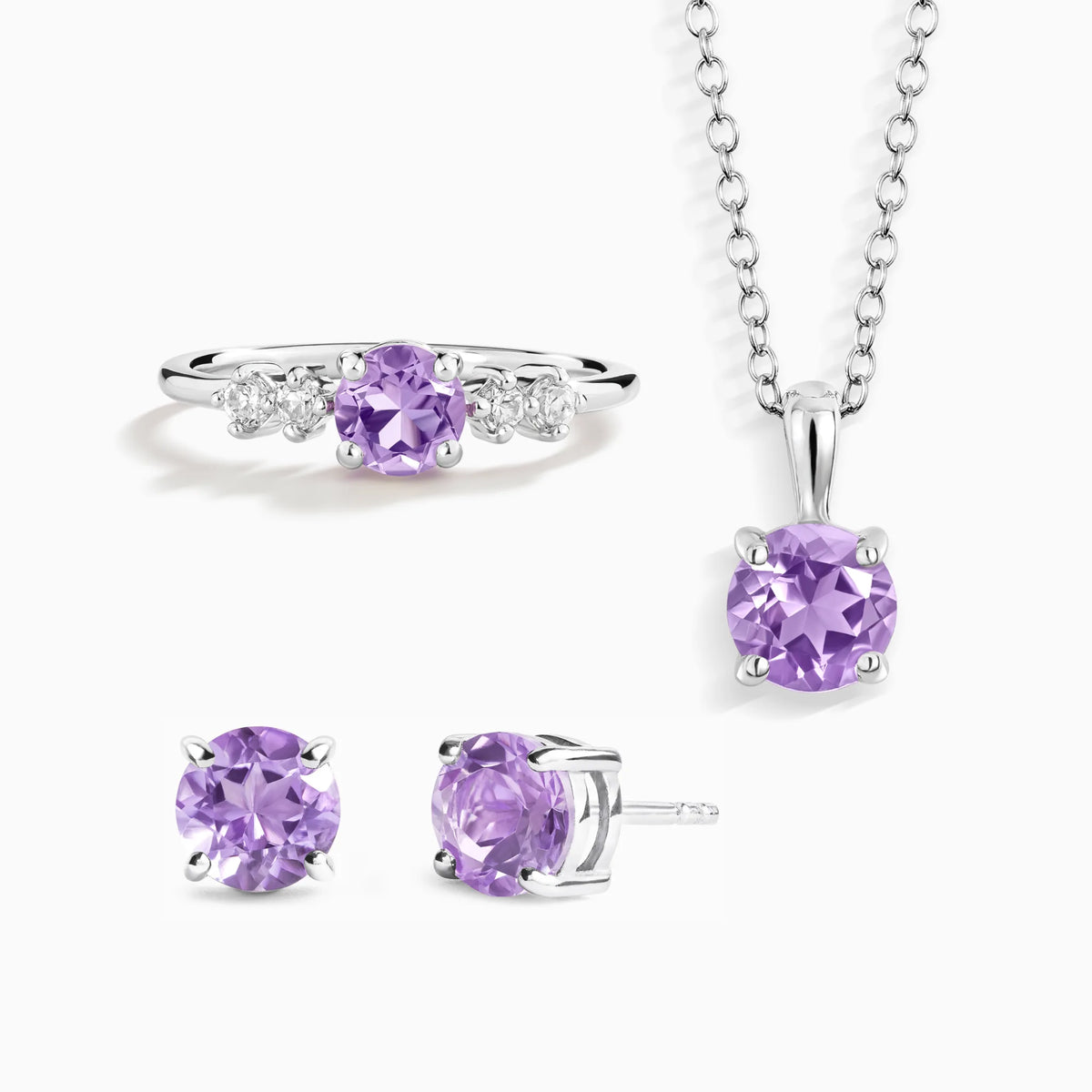 Lavender Amethyst Everyday Jewellery Gift Set in Sterling Silver - SJR London Timepiece