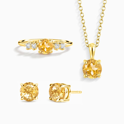 Citrine Everyday Jewellery Gift Set in 18k Gold Vermeil - SJR London Timepiece