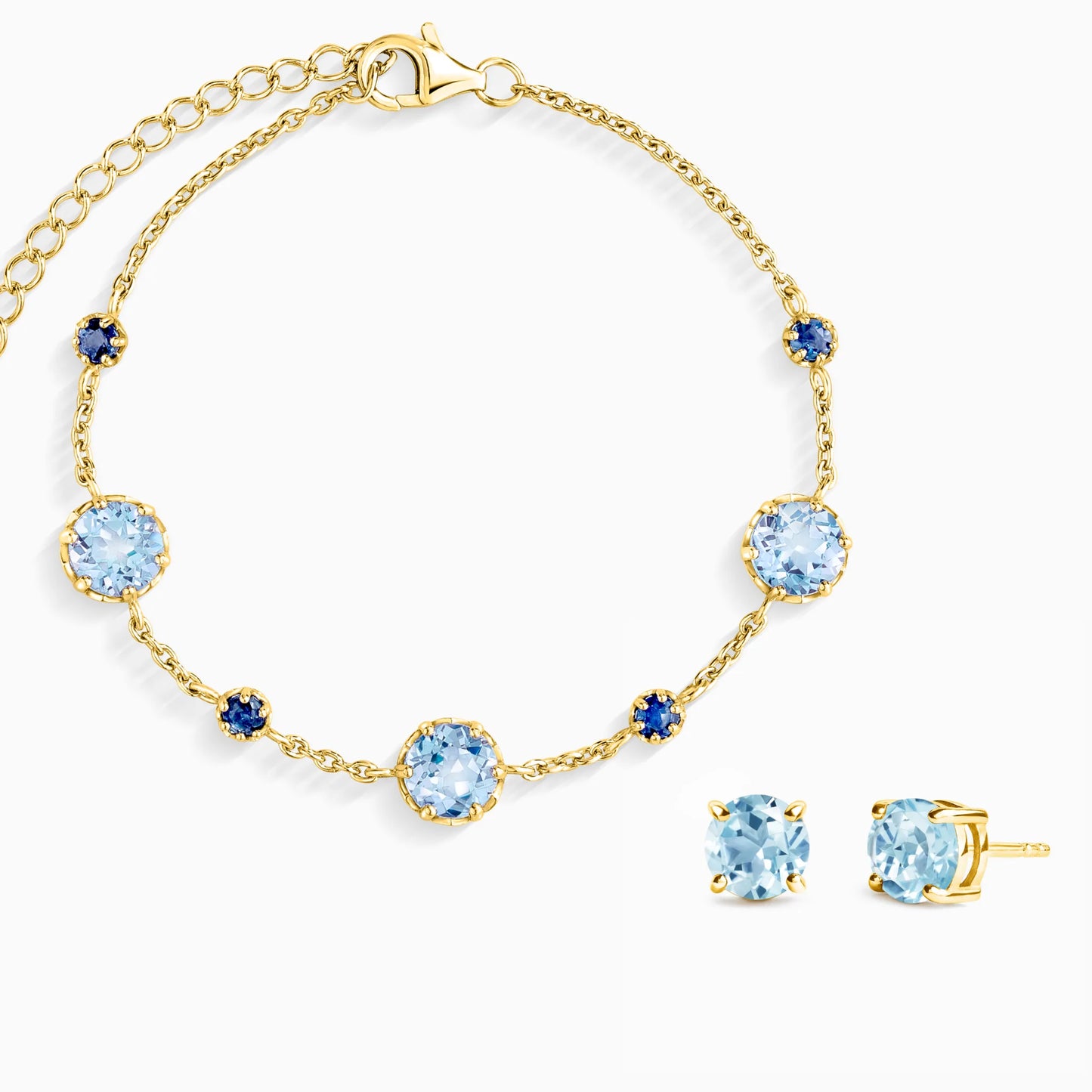 Blue Sapphire & Blue Topaz Jewellery Set in 18k Gold Vermeil - SJR London Timepiece