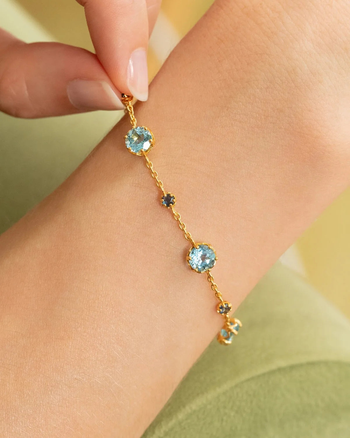 Blue Sapphire & Blue Topaz Jewellery Set in 18k Gold Vermeil - SJR London Timepiece