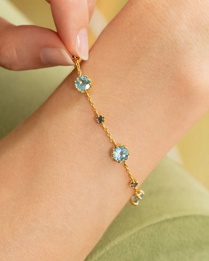 Blue Sapphire & Blue Topaz Jewellery Set in 18k Gold Vermeil - SJR London Timepiece