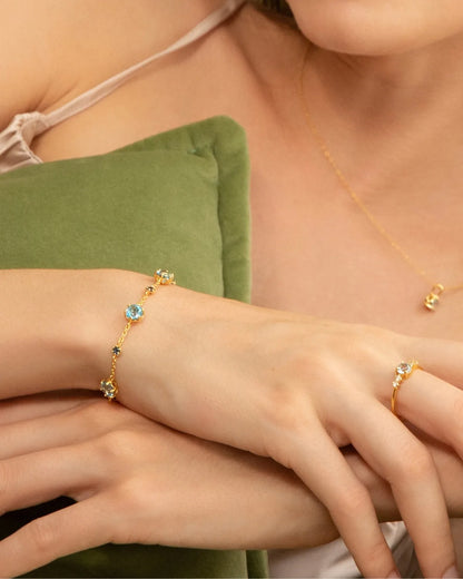 Blue Sapphire & Blue Topaz Jewellery Set in 18k Gold Vermeil - SJR London Timepiece
