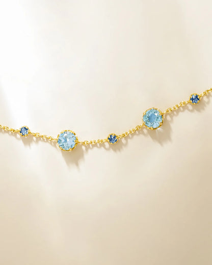 Blue Sapphire & Blue Topaz Jewellery Set in 18k Gold Vermeil - SJR London Timepiece