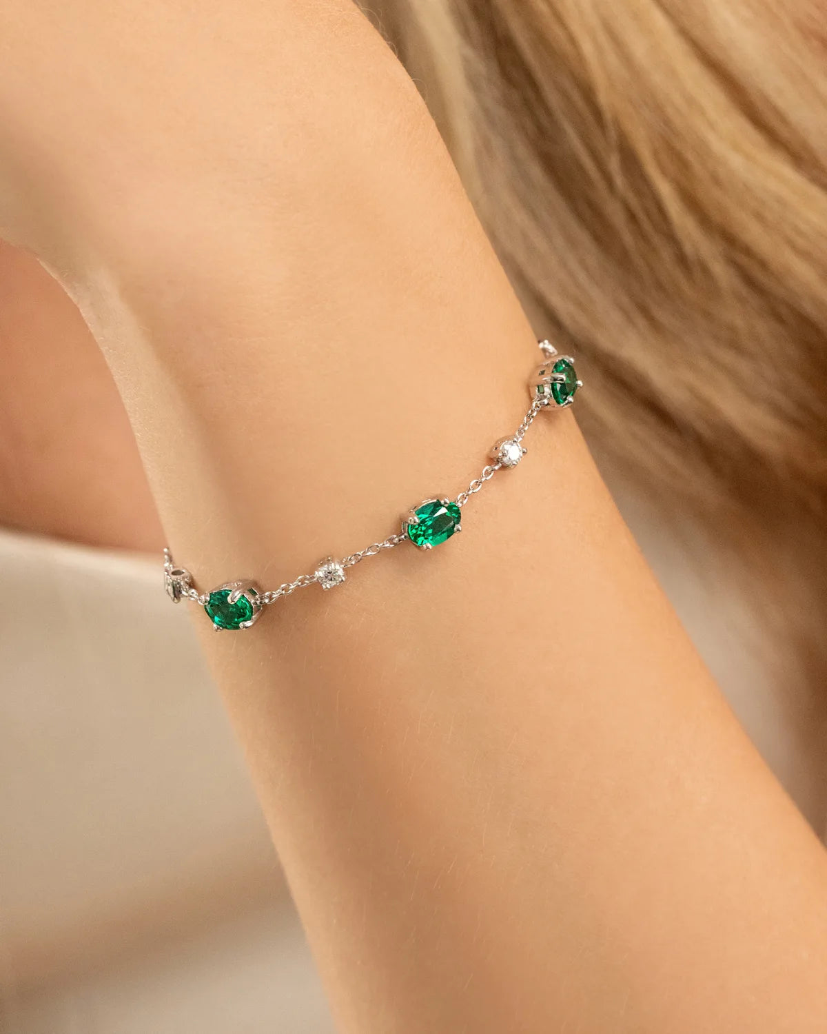 Emerald Bracelet in Sterling Silver - SJR London Timepiece