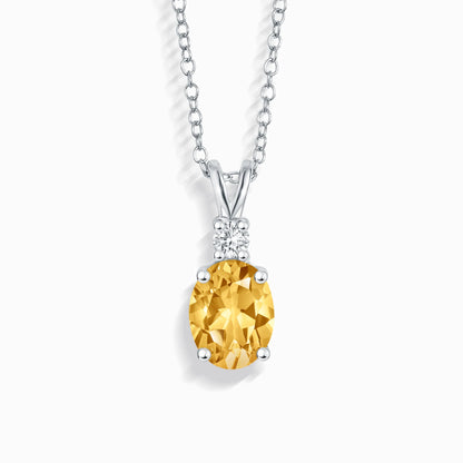 Citrine Pendant Necklace in Sterling Silver - SJR London Timepiece