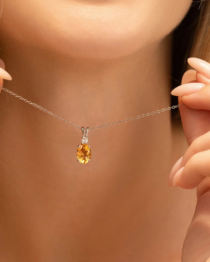Citrine Pendant Necklace in Sterling Silver - SJR London Timepiece