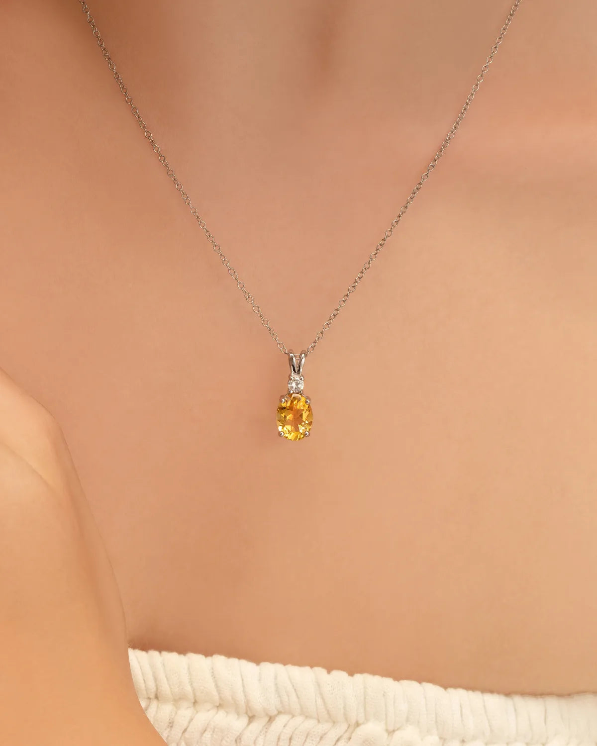 Citrine Pendant Necklace in Sterling Silver - SJR London Timepiece