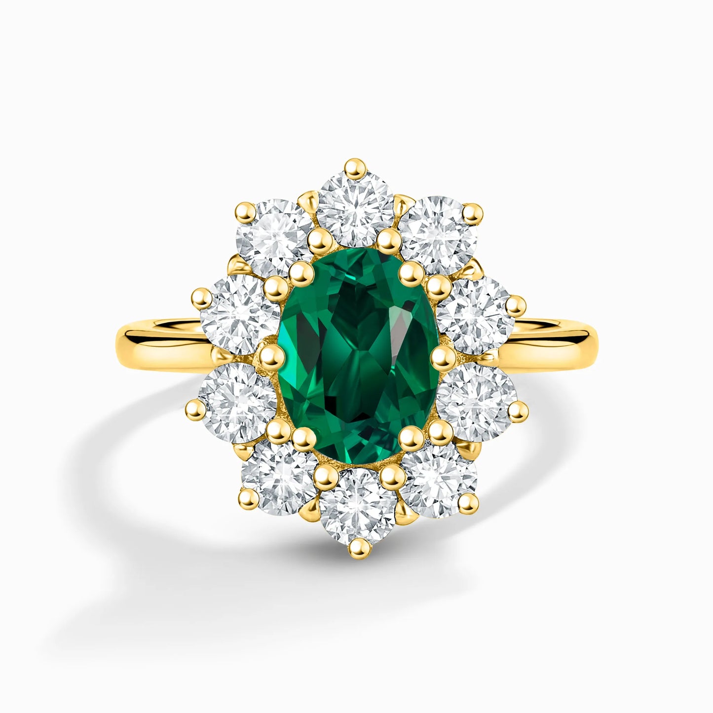 Emerald Halo Engagement Ring in 18k Gold Vermeil - SJR London Timepiece