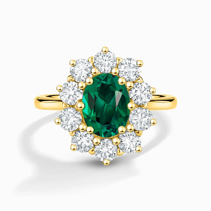 Emerald Halo Engagement Ring in 18k Gold Vermeil - SJR London Timepiece