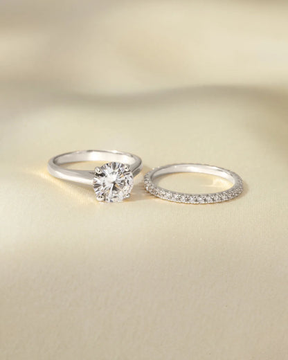 2 ct Round Solitaire Moissanite Engagement Ring in Sterling Silver - SJR London Timepiece